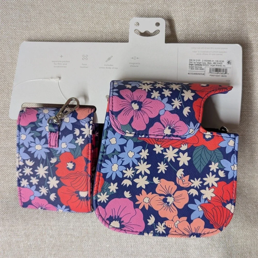 Heyday Camera Case Unisex OS Navy Floral NWT Instax Mini 12 Faux Leather